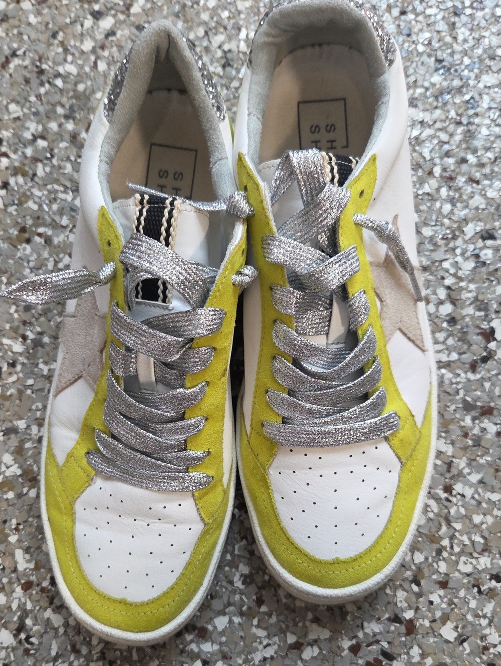 ShuShop White and Lime Green Sneakers